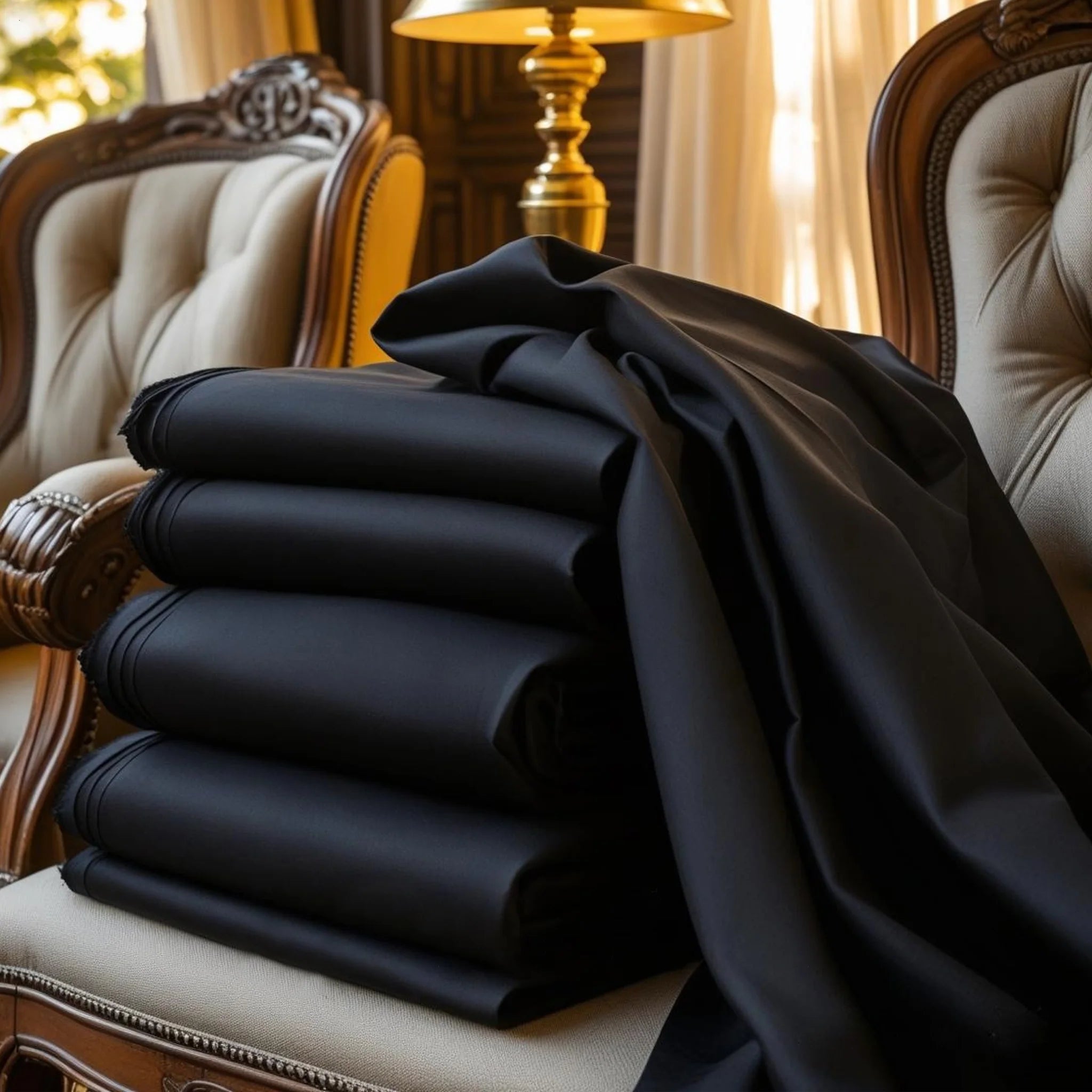 Egyptian Soft Cotton Fabric Un-stiched Suit for Men Black